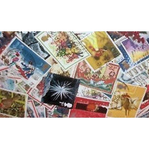 Great Britain KILOWARE LazyBag 250g (8½oz) OFF PAPER Christmas stamps More modern GB Xmas ca 2500 stamps