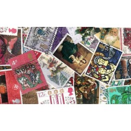 Great Britain LazyBag 1 KG (2LB-3oz) older newer OFF PAPER Christmas ca 10.000 stamps  KILOWARE GB Xmas