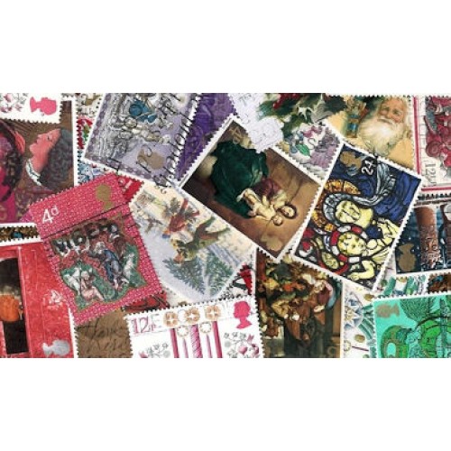 Great Britain LazyBag 1 KG (2LB-3oz) older newer OFF PAPER Christmas ca 10.000 stamps  KILOWARE GB Xmas