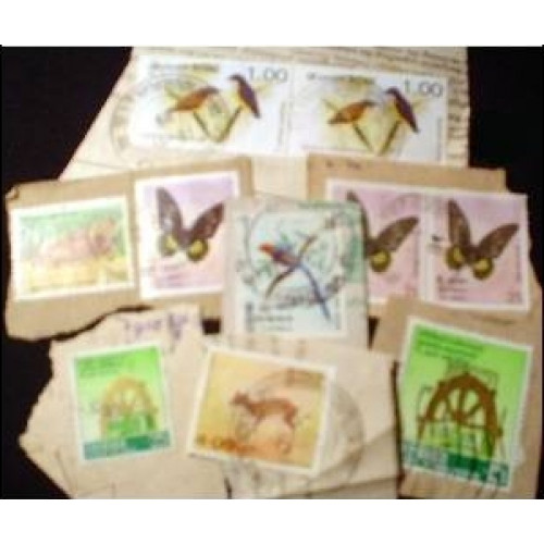Sri Lanka MissionBag 1 KG (2LB-3oz) large defs. KILOWARE STAMP MIXTURE from 80s/90s