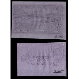 DAHOMEY 1968 Olympics Mexico 160F Stamp Artist´s Works:2 261x179mm