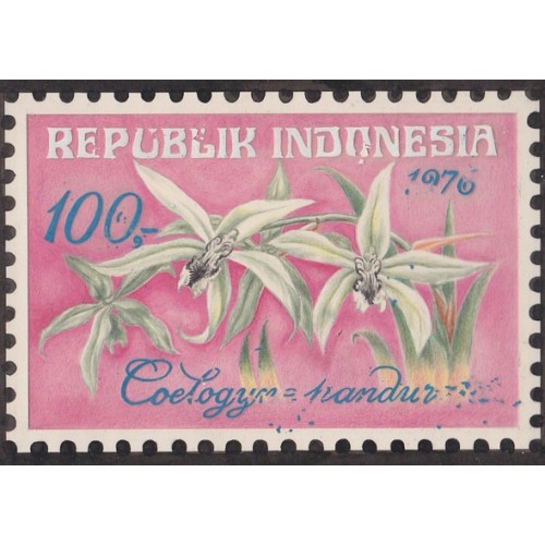 INDONESIA 1976 Flora Flowers Orchid 100.- Artist´s works signed issued 188/128mm