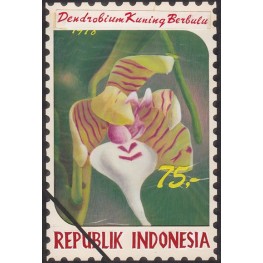 INDONESIA 1978 Laved yellow C Orchid 75.' Artist´s works signatured 128/188mm