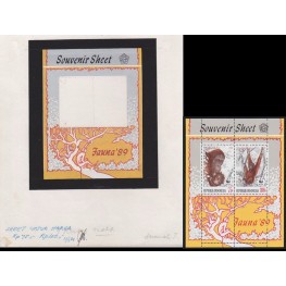 INDONESIA 1989 Animal huge mammal AB WWF Stamp Artist´s works signed issued 128/188mm