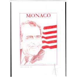 MONACO 2013 President Richard Milhous Nixon A Signatured Stamp Artist´s Original Motif tot:139/201 USA-related