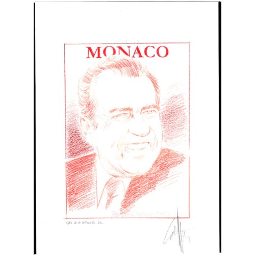 MONACO 2013 President Richard Milhous Nixon B Signatured Stamp Artist´s Original Motif tot:139/201 USA-related