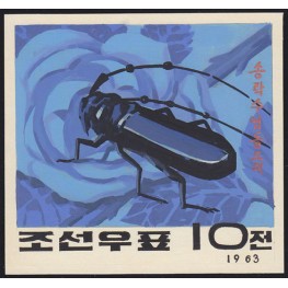 Korea DPR (North) 1963 Blue big Beetle 10w E Signed Artist Stamps Works. Size: 134/126mm KP Post Archive Mark