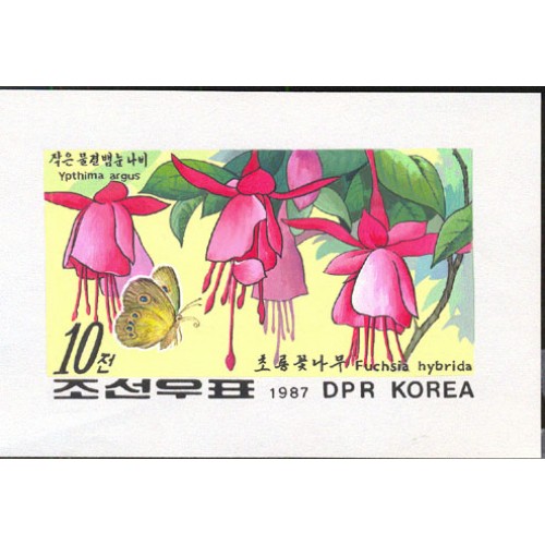 Korea DPR (North) 1987 Flower Butterfy 10w B Signed Artist Stamps Works Size: 200/140mm  KP Post Archive mark