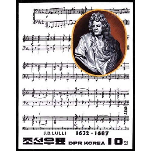 Korea DPR (North) 1987 Music Composer Jean-Baptiste Lully France-related  10W Signed Artist Stamps Works Size: 124/161mm KP Post Archive Mark