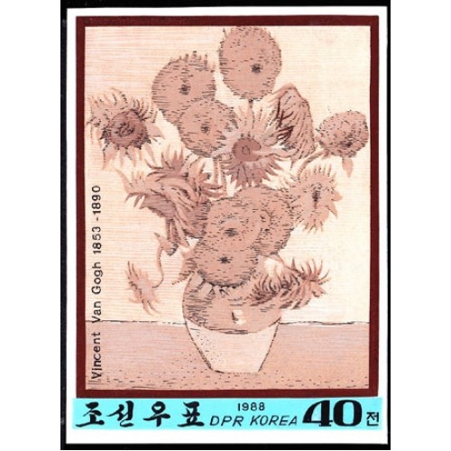 Korea DPR (North) 1988 Painting stilleben van Gogh 40j Signed Artist Stamps Works Size:136/186mm KP Post Archive Mark