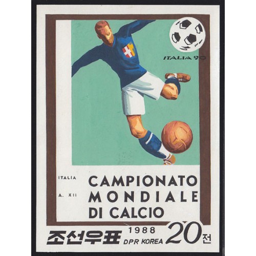 Korea DPR (North) 1988 World Cup ITALIA football 20j B Signed Artist Stamps Works Size:114/154mm KP Post Archive Mark