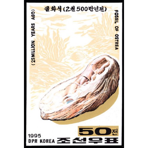 Korea DPR (North) 1995 Pore history fossil 50w Signed Artist Stamps Works Size: 124/174mm KP Post Archive mark