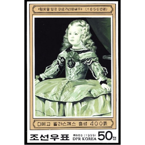 Korea DPR (North) 1999. Paiting Girls Spain-related 50w. Signed Artist Stamps Works. Size: 116/181mm  KP Post Archive mark